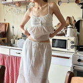 BXOXO Holiday White Button Stitching Camis Cute Coquette Loose Sleeveless Crop Tops Women y2k Aesthetic Vest Summer Casual Tees